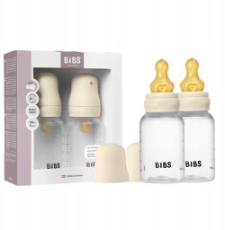 Badabulle BIBS - Baby Bottle Round Latex 2 Pack Slow Flow - Ivory - 150 ml (5713795265404)