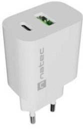 Ładowarka Natec ŁADOWARKA SIECIOWA NATEC RIBERA 1X USB-A + 1X USB-C 20W BIAŁA
