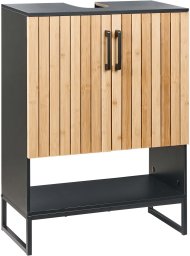 Beliani Szafka pod umywalkę MISCANTI Drewno bambusowe 60 cm Jasnobrązowy