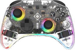 Deltaco Kontroler gier Gaming GAM-198-T Bezprzewodowy Bluetooth/USB Przezroczysty RGB z przyciskiem C i makro dla Switch