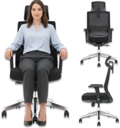 Krzesło biurowe Ergostill Fotel biurowy gamingowy obrotowy regulowany Chrom GK3 Premium