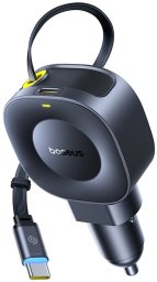 Ładowarka Baseus Samochodowa PrimeTrip VR2 45W + 45W ze zwijanym kablem USB-C - czarna (6942521201891)
