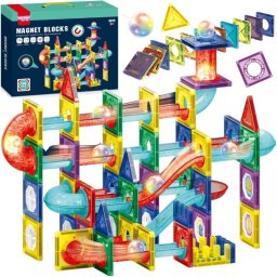 Woopie WOOPIE Klocki Magnetyczne Konstrukcyjne 3D Zestaw Edukacyjny Tor Kulkowy 105el.