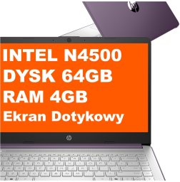Laptop HP Laptop HP 14-dq3024ds / BK1Q5UA / Intel N4500 / 4GB / 64GB eMMC / Intel UHD / HD / Dotyk / Win 11 / Fioletowy