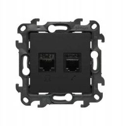 Kontakt-Simon Simon 24 Gniazdo komputerowe RJ45 kategoria 5e + telefoniczne RJ11 czarny mat N5T.01/49