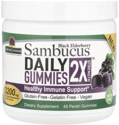 Nature’s Answer NATURE'S ANSWER Sambucus Daily Gummies 2X Strength Black Elderberry - Czarny bez (45 żelek)