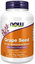 NOW Foods NOW FOODS Grape Seed Wyciąg z nasion winogron 100 mg Witamina C (200 kaps.)