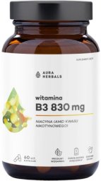 Aura Herbals AURA HERBALS Witamina B3 830 mg, niacyna (60 kaps.)