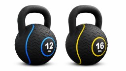 Kettlebell Gorilla Sports gumowany Różne rodzaje obciążenia w zestawie