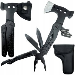 Strado Wielofunkcyjny Multitool Narzędzie siekiera szczypce Survivalowy scyzoryk czarny