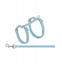 Trixie Szelki dla kota ze smyczą, dla kota, w kropki, 28–45 cm/10 mm, 1,20 m, niebieskie