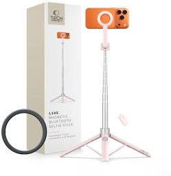 Selfie stick 4kom.pl TECH-PROTECT L10S Magsafe Bluetooth Selfie stick Tripod pink/grey (5906302340132)