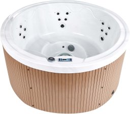 SPA ogrodowe Beliani Wanna ogrodowa z hydromasażem Led MARFIL Biały