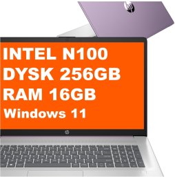 Laptop HP edukacyjny 17-cn3143ds BK1C2UA Intel N100 16GB 256GB Intel UHD HD+ Dotyk Win 11 Fioletowy