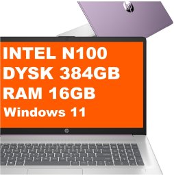 Laptop HP edukacyjny 17-cn3143ds / BK1C2UA / Intel N100 / 16GB / 384GB / Intel UHD / HD+ / Dotyk / Win 11 / Fioletowy