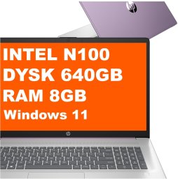 Laptop HP Edukacyjny 17-cn3143ds / BK1C2UA / Intel N100 / 8GB / 640GB / Intel UHD / HD+ / Dotyk / Win 11 / Fioletowy