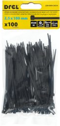 Drel DREL Opaski zaciskowe 2.5x100 mm nylon czarne 100 szt trytytki
