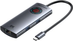 HUB USB Vention Vention USB-C 6w1 | 8K@30Hz | 100W PD | LED