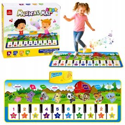 LeanToys Mata Muzyczna Edukacyjna Pianinko Zwierzątka Dźwięki Instrumentów 100x36 cm
