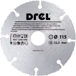 Drel DREL Piła tarczowa 115 mm do drewna z gwoździami TCT