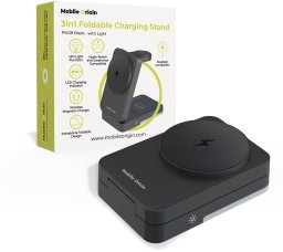 Ładowarka Mobile Origin 3in1 Foldable Charging Stand with light, PW28, black (MO-FCHS-PW28-BLK)