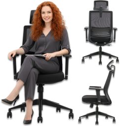 Krzesło biurowe Ergostill Fotel Ergonomiczny Biurowy do Biurka Krzesło Obrotowe Gamingowe Regulowane