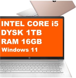 Laptop HP Laptop HP 17-cn3375nr / B89N0UA / Intel Core i5 / 16GB / 1TB / Intel Graphics / HD+ / Win 11 / Różowy