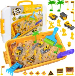 click4TOYS Piasek kinetyczny dla dzieci pojazdy z napędem figurki piaskownica zestaw (5906708103195)