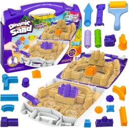 click4TOYS Piasek kinetyczny W walizce Zamek Zestaw dla dzieci Foremki piaskownica