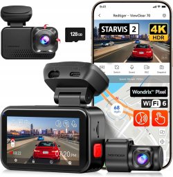 Wideorejestrator Redtiger VC70 Dashcam 4K Sony STARVIS 2 HDR Wi-Fi 5.8GHz Karta 128GB