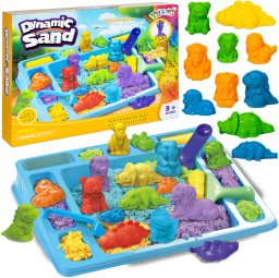 click4TOYS Piasek kinetyczny dla dzieci zestaw XXL zwierzątka dinozaury ZOO foremki 3D (5906708103256)