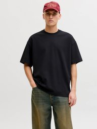 Jack & Jones Jack&Jones męska koszulka t-shirt JJEBARRON TEE SS O-NECK NOOS 12298906 czarny xs