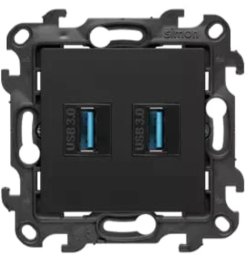 Kontakt-Simon Simon Gniazdo USB A 3.0 do przesyłu danych podwójne czarny mat NGUSB23.01/49