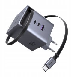 Zasilacz do laptopa Ugreen X616 GaN Charger 100W Ladeger�t Netzteil 2x USB-C 1x USB-A 1x ausziehbares USB-C-Kabel 75cm (65828)