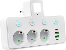Blow 98-332# Rozgałęźnik ps-380 3-gniazda+2xusb+2xusb-c z lampką pir biały