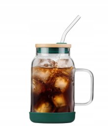 Vialli Design Słoik ze słomką 600 ml zielony Fuori 29828