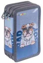 Piórnik Gimboo Piórnik z wyposaż. 3-komorowy Bulldog szary