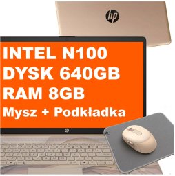 Laptop HP 17-cn3164ds / BS6W5UA / Intel N100 / 8GB / 640GB / Intel UHD / HD+ / Mysz / Podkładka / Win 11 / Chai Latte