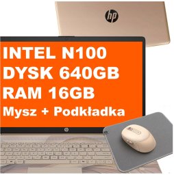 Laptop HP 17-cn3164ds / BS6W5UA / Intel N100 / 16GB / 640GB / Intel UHD / HD+ / Mysz / Podkładka / Win 11 / Chai Latte
