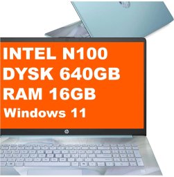 Laptop HP 17-cn3165ds / BS6W6UA / Intel N100 / 16GB / 640GB / Intel UHD / HD+ / Win 11 / Niebieski