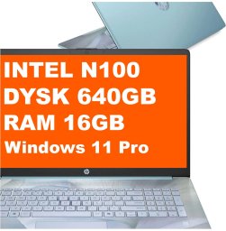 Laptop HP 17-cn3165ds / BS6W6UA / Intel N100 / 16GB / 640GB / Intel UHD / HD+ / Win 11 Pro / Niebieski