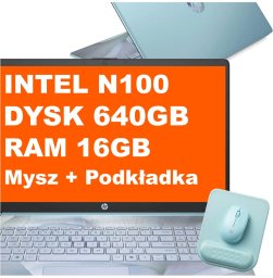 Laptop HP 17-cn3165ds / BS6W6UA / Intel N100 / 16GB / 640GB / Intel UHD / HD+ / Mysz / Podkładka / Win 11 / Niebieski