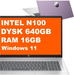 Laptop HP 17-cn3163ds / BS6Y5UA / Intel N100 / 16GB / 640GB / Intel UHD / HD+ / Win 11 / Fioletowy