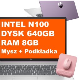 Laptop HP 17-cn3163ds / BS6Y5UA / Intel N100 / 8GB / 640GB / Intel UHD / HD+ / Win 11 / Mysz / Podkładka / Fioletowy