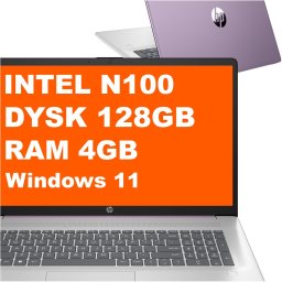 Laptop HP 17-cn3163ds / BS6Y5UA / Intel N100 / 4GB / 128GB UFS / Intel UHD / HD+ / Win 11 / Fioletowy