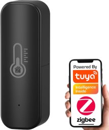 Tuya Czujnik Temperatury i Wilgotności Czarny 2x AAA ZigBee TUYA