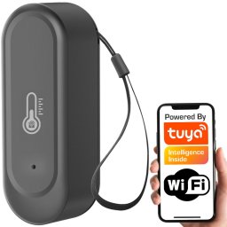 Tuya Czujnik Temperatury i Wilgotności Czarny Zewnętrzny IP65 WiFi TUYA