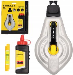 Stanley Zestaw aluminiowy sznur traserski 6:1 30m z czerwoną kredą i poziomicą STHT47612-0