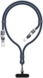 Kabel USB Dudao ze smyczą 4w1 USB-C z adapterami iPhone Lightning USB-A Niebieski