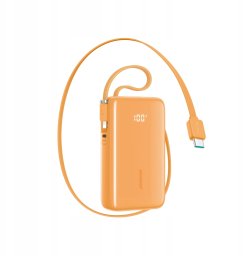 Powerbank Joyroom Powerbank Joyroom JR-PR2 35W 10000mAh z wbudowanymi kablami USB-C i Lightning - pomarańczowy